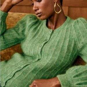 Sezane Green Women's Cardigan (Amance)